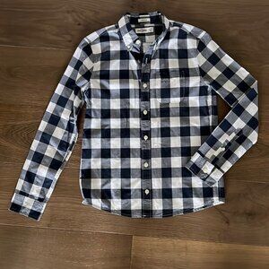 Abercrombie Kids Navy Checkered Shirt Boys Sz L 14